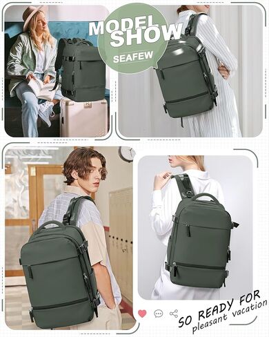 Travel Backpack for Women Men, Flight Approved Carry on Backpack with Shoe Compartment, Waterproof Laptop Backpack Personal Item Travel Bag - Ideal for Weedender, Hiking, Sport & Gym, Beige with Brown in Kuwait