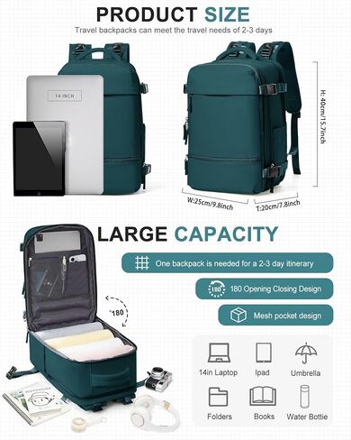 Travel Backpack for Women Men, Flight Approved Carry on Backpack with Shoe Compartment, Waterproof Laptop Backpack Personal Item Travel Bag - Ideal for Weedender, Hiking, Sport & Gym, Beige with Brown in Saudi Arabia