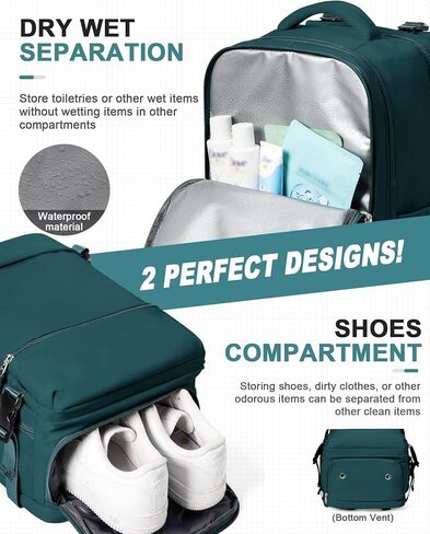 Travel Backpack for Women Men, Flight Approved Carry on Backpack with Shoe Compartment, Waterproof Laptop Backpack Personal Item Travel Bag - Ideal for Weedender, Hiking, Sport & Gym, Beige with Brown in Saudi Arabia