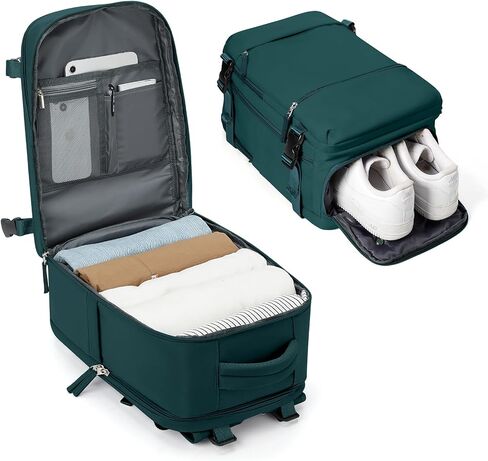 Travel Backpack for Women Men, Flight Approved Carry on Backpack with Shoe Compartment, Waterproof Laptop Backpack Personal Item Travel Bag - Ideal for Weedender, Hiking, Sport & Gym, Beige with Brown in Saudi Arabia