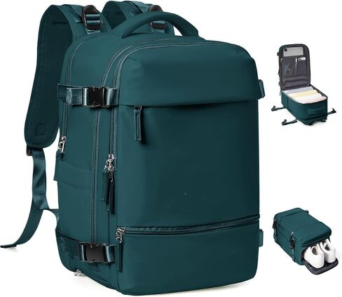 Travel Backpack for Women Men, Flight Approved Carry on Backpack with Shoe Compartment, Waterproof Laptop Backpack Personal Item Travel Bag - Ideal for Weedender, Hiking, Sport & Gym, Beige with Brown in Saudi Arabia