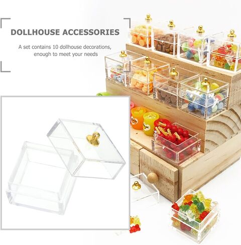 Garneck 10Pcs Miniature Creative Candy Storage Case Clear Micro Landscape Mini Candy Display Box Dollhouse Display Box for Treat(Transparent) in Saudi Arabia