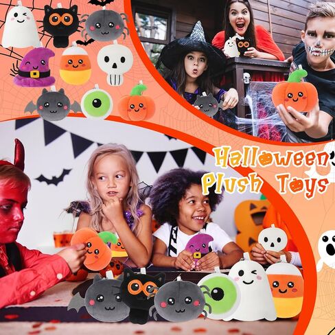 Hydren 18 pcs هالوين أفخم ، بلوك ، بلوز 4 بوصة ، والحيوانات المحشوة بالحيوانات الخدعة أو علاج لعبة المفاتيح الفائقة الفائقة والمحبوب. in Saudi Arabia