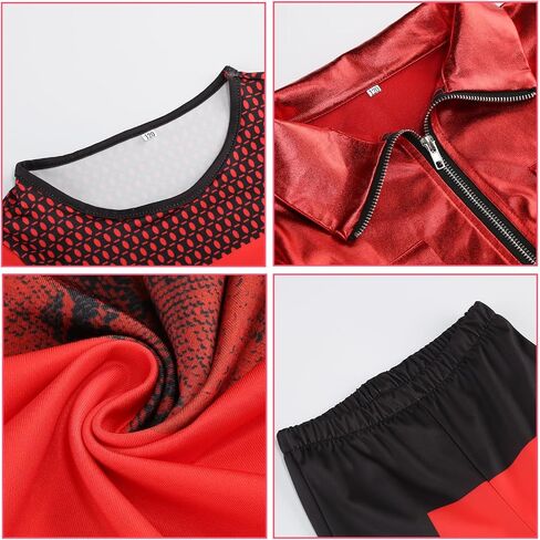 Kid Girl Red Cosplay Costume Flare Pants Top Jacket Princess Halloween Clothing with Wig Heart Necklace Gloves Bag in Kuwait