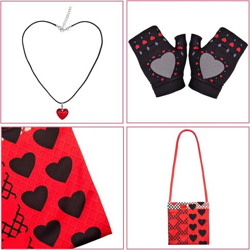 Kid Girl Red Cosplay Costume Flare Pants Top Jacket Princess Halloween Clothing with Wig Heart Necklace Gloves Bag in Kuwait