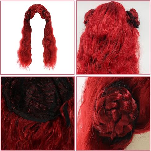 Kid Girl Red Cosplay Costume Flare Pants Top Jacket Princess Halloween Clothing with Wig Heart Necklace Gloves Bag in Kuwait