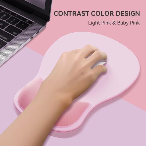 Ergonomic Mouse Pad with Wrist Rest,Cute Gel Mousepad Wrist Support - Small Mini Portable for Travel Mouse Pads for Desk Laptop,Computer,Office & Home Decor (Pink&Light Pink) in Saudi Arabia