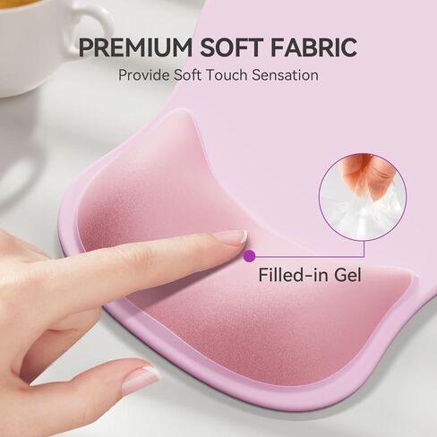 Ergonomic Mouse Pad with Wrist Rest,Cute Gel Mousepad Wrist Support - Small Mini Portable for Travel Mouse Pads for Desk Laptop,Computer,Office & Home Decor (Pink&Light Pink) in Saudi Arabia