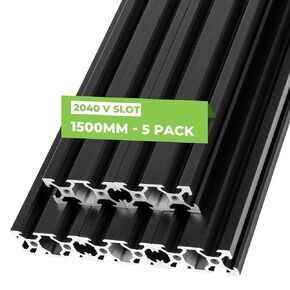 2040 Aluminum Extrusion European Standard, 5pcs V Slot 1000mm Length Anodized Linear Rail for 3D Printer Engraving Machine Workbench DIY, Black