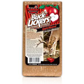 Buck Lickers Flavored Salt Block 4 Lbs Apple Mineral Deer Attractant - Ready & Easy to Use Time-Release All Year-Round Food Supplement for Deer, Elk & Moose