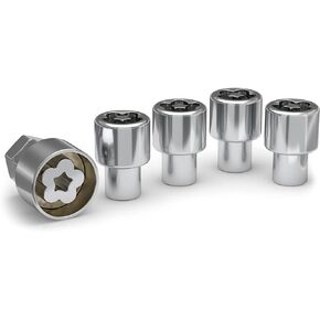 White Knight M12x1.5 Thread Wheel Lock Set for Aftermarket Wheels - 4 Chrome Wheel Locks with Washers and Key - Mag Lock Seating - Carbon Steel for Durable Construction & Easy Installation - 42710