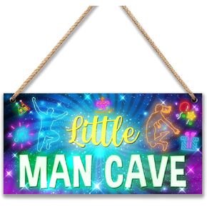 Woodland Nursery Room Decor for Baby Bedroom - Jungle Safari Animal Theme Little Man Cave Sign Wall Decor for Toddler Boy- 6"x12" -A09