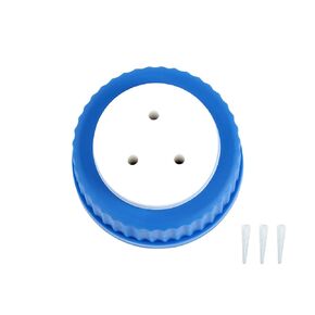 Blue GL45 Safety Filling Cap with One Hole for Glass Bottles, 1/8 Inch OD Tubing, Complete Kit (4, 3-Port)