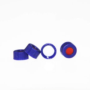 1000PCS Blue 9-425 Open Top Ribbed Screw Cap, 2ml HPLC Vial Caps, Pre-Slit 9mm Blue PTFE/White Silicone Liner