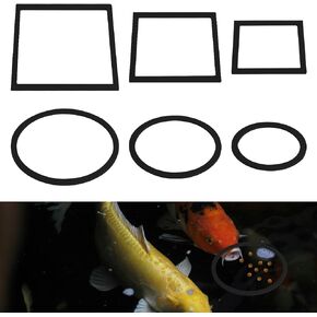 6pcs Fish Feeding Rings, Aquarium Floating Plant Rings, Round & Square Fish Feeder Rings Floating Plant Corral Fish Tank Plant Ring for Bettas, Goldfish, Turtle Aquarium Accessories (Black)