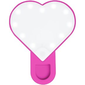 Riki Sweetheart Clip-On LED Makeup Mirror and Selfie Light, Rechargeable with Long-Lasting Battery, CRI 95+ for Phone, Laptop, and iPad, Film for TikTok, Instagram (White)