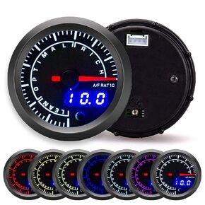 Fuel Ratio Gauge, Qiilu Universal Air/Fuel Ratio AFR Gauge Kit Pointer LED Digital Display 52mm Dia Auto Instrument