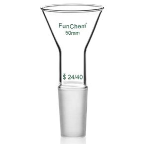 Glass Short Stem Powder Funnel with O.D. 75 mm at Top, Durable Borosilicate Glass Filter with 24/40 Inner Joint