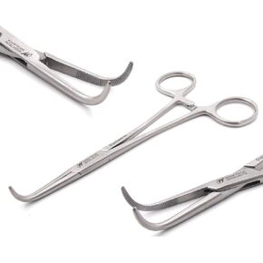 STAINLESS STEEL RIGHT ANGLE MIXTER HEMOSTAT FORCEPS 6" FINE POINT (HTI BRAND)
