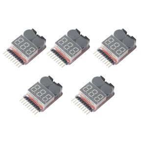 5pcs 1S~8S LiPo Life LiMn Voltage Checker Tester, Low Voltage Warning Alarm Buzzer with LED Indicator fit Remote Control Helicopter Spare Parts Monitor