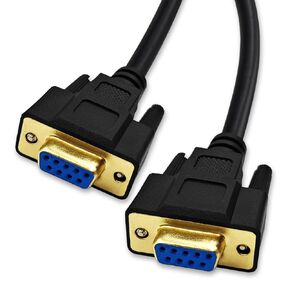 3.3 Feet(1 Meter) RS232 Null Modem Cable DB9 2 3 Cross TX RX Line Double Shielded(Metal Braiding&AL-foil) Female to Female, Black, SC902X07FF