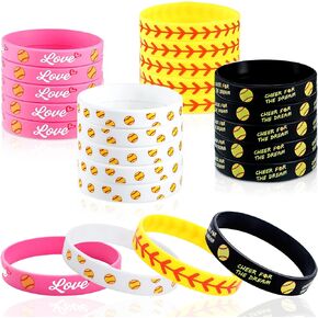 MTLEE Softball Bracelets Softball Wristband Inspirational Rubber Wristbands Silicone Motivational Stretch Wristbands for Women