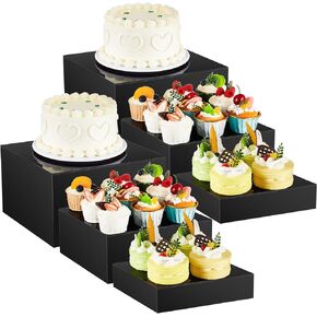 6 Pcs Acrylic Riser Set 8 9 10 In Buffet Risers with Hollow Bottoms Nesting Food Display Stands for Party 5 Side Acrylic Cubes for Display Catering Dessert Cupcake Weddings Party (Black)