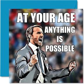 Fun Football Birthday Cards for Men Women - England Manager - Funny Happy Birthday Card for Mom Dad Papa Pops Brother Sister Son Daughter Grandma Grandpa, 5.7 Inch Joke Footy Bday Greeting Cards
