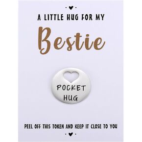 MIXJOY A Little Hug for My Bestie Pocket Hug Token & Greeting Card, Think of You Missing You Gift for Best Friend, Special Friend, Send a Cuddle