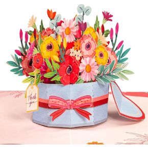 Frndly by Paper Love, Floral Bike Pop Up Card, For All Occasions, Birthday, Mother's Day, Valentine's Day, Thank You, Get Well or Just Because, 8"x6" Cover,with Removable Note Tag