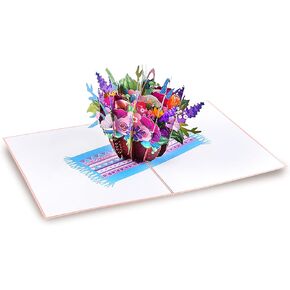 Floral Basket Pop up Card – 5x7 Pop Up Flower Cards | Pop Up Flowers Bouquet - Thank You Gift Card, Card for Mom, Anniversary, Get Well Gifts for Women - Thinking of You Gift