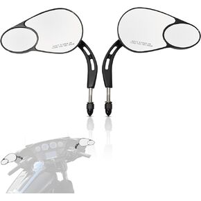 WOWTK Split Vision Rearview Mirrors fits for Harley 1982-2024 Most Models Road King Street Glide Road Glide Softail Iron 1200 Iron 883 Deluxe Fat Boy Sport Glide XG750 XG500 Sportster,Black