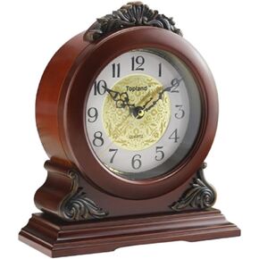 Mantel Clock Decorative Chime Wood Mantle Clock Battery Operated - Silent Wooden Mantle Clock for Living Room Decor Above Fireplace Mantel, Office, Table, Shelf & Home Gift 11x9.5 Inch