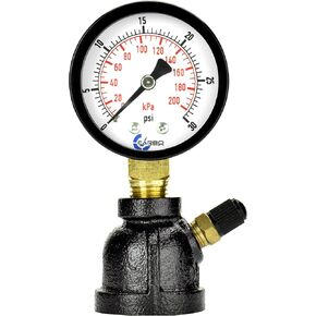 Gas Test Pressure Gauge, 1" FNPT Connection, Brass Valve, Chrome Plated Steel Body Assembly. (Steel Black, 1" FNPT 0-30 psi) in Kuwait