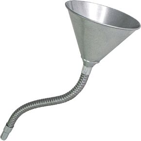LUMAX LX-1704 Silver Galvanized Funnel with 12" Flexible Pipe with Screen. Built with Heavy Duty Galvanized Steel Construction. Ideal for Transmission Fluid