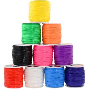 Mandala Crafts Rainbow Combo Plastic Lacing Cord Boondoggle String Kit - 1.5mm 1000 Yds Gimp String Kit for Keychain Plastic Cord Bracelet Necklace Jewelry Making - Plastic Lanyard String