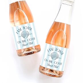 Last Toast on the Coast - Set of 12 Bachelorette Mini Champagne Labels - Coastal Cowgirl Bachelorette Party Favors - Beach Bach Gift Bag Idea - Coastal Granny Bachelorette Stickers