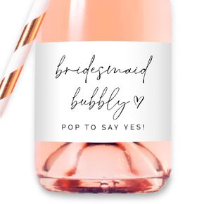 Bridesmaid Bubbly - Set of 12 Proposal Mini Champagne Bottle Labels, Waterproof Mini Wine Bottle Labels, Proposal Idea for Bridesmaids, Maid of Honor & Matron of Honor