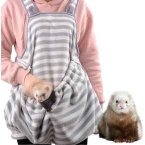 Ferret Sling Carrier - Fleece Small Pet Carrier Bag Soft Breathable Hands Free Shoulder Front Chest Apron Bonding Pouch Accompany Carrier for Small Dog Cat Ferret Rabbit (Grey)