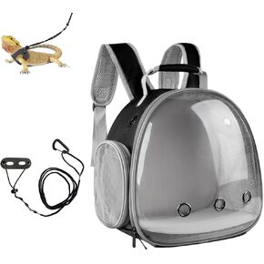 حقيبة ظهر التنين الملتحي، حزام ومقود قابلان للتعديل (S، M، L، 3 عبوات)، حامل حقيبة ظهر صغير على شكل كبسولة فضائية لخنزير غينيا، أرنب الطيور، رمادي in Kuwait