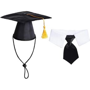SUMERSHA Pet Graduation Cap with Bowtie Dog Graduation Hat with Yellow Tassel Pet Graduation Costume Accessory for Dogs Cats Party Outfit (Hat+ Bow Tie)