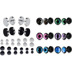 MDFUN مقياس مزيف 316L جراحي من الفولاذ المقاوم للصدأ عيون شريرة مستديرة دمبل ترصيع مسطح in Kuwait