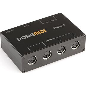 Thru 6 MIDI Box 1-In 6-Out Splitter with 3.3ft Cable USB MIDI Interface Standard 5 Pin Hi Fi No Delay