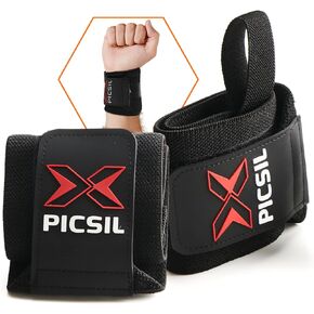 PICSIL Wrist Wraps with Double Fabric Fastener, Stretchable Wrist Straps for Weightlifting, Cotton Wrist Straps with Thumb Loop, Advanced Weightlifting Straps for Comfort and Stability