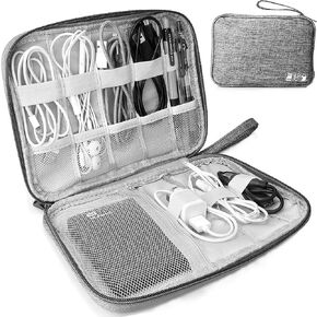 HCFGS Electronics Organizer,Cord Organizer Travel, Tech Bag, Waterproof Electronics Organizer Travel Case for Hard Drives, USB Cables, Flash Drive, Phone, SD Card, Power Bank (Grey)
