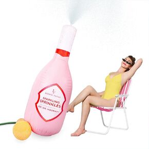 Sparkling Sprinkles - Inflatable Champagne Shaped Sprinkler for Summer Themed Bachelorette Parties, Pool Party Games and More Summer Fun Party Ideas
