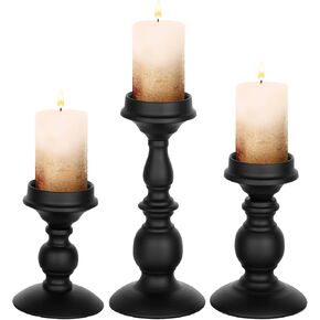 3 قطع حامل شموع حديدية تقف 5.3/6.8/9.1 بوصة طويل القامة عمود حامل شموع مجموعة شموع معطرة سوداء تقف الرجعية الجدول محور ديكور للمدفأة in Kuwait