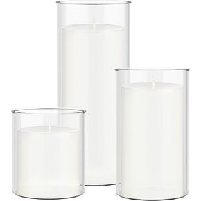 Hallops Glass Candle Holders - Votive Candle Holders - Versatile Home Decor for Living Room and Bedroom - Hurricane Candle Holder - Harmonious Display in Any Space - 2", 4" and 5" Tall