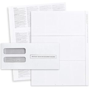 Blank 2024 W2 3 Up Tax Forms, 50 Employee Sets, Ideal for E-Filing, Works with Laser or Inkjet Printers, 50 Sheets and 50 Self Seal Envelopes