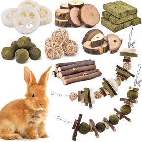 KATUMO Rabbit Chew Toys, 68 PCS DIY Hamster Chew Toys Kit Bunny Teeth Care Molar Toys Ideal for Rabbit, Guinea Pig, Chinchilla, Hamster, Squirrel, Gerbils Etc Small Rodent Pets' Teeth Grinding
